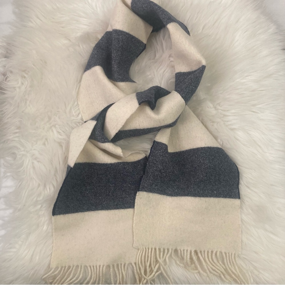 J. CREW 1990’S Vintage Striped 100% Wool Scarf Men